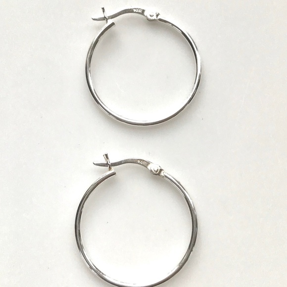 NWT Sterling silver hinged snap hoops,  25mm or 1" - Picture 2 of 6